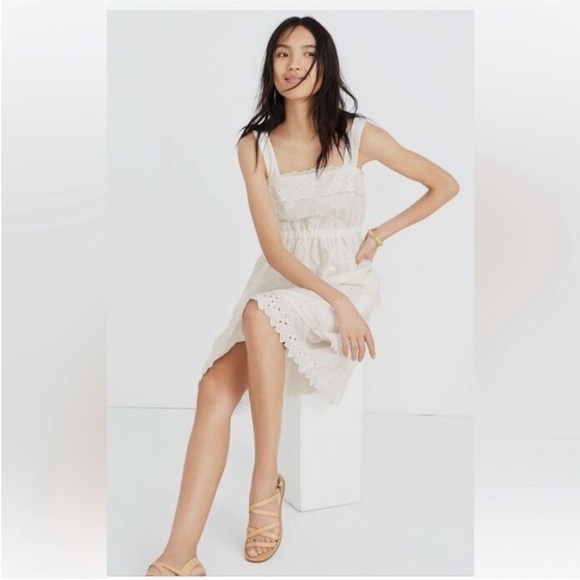 MADEWELL Eyelet Sleeveless White Mini Dress Size 4 - Picture 3 of 12